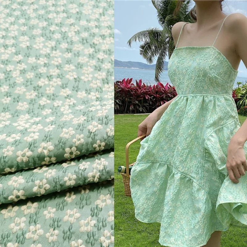 Summer Brocade Fabric Embossed Jacquard Damask Women Dress Sleeveless Princess Clothing Suit Fabrics Sewing Material Per Meter