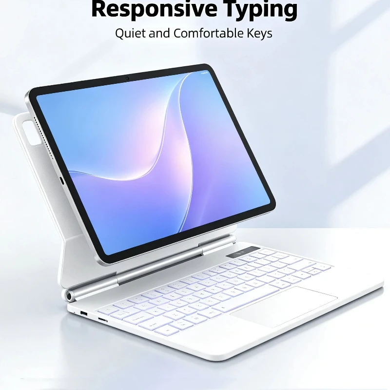 Slim Tablet Folio Pogo Pin Smart Keyboard Built-in Trackpad for iPad Air 11 inch M3 iPad Air6 2024 iPad Pro 11 iPad Air4 Air5 Te