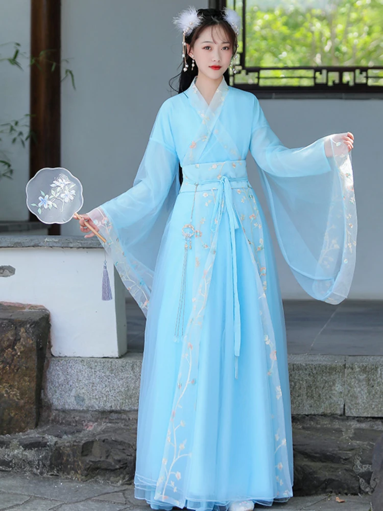 Hanfu พื้นบ้านเครื่องแต่งกายเต้นรำจีนแบบดั้งเดิมแห่งชาติ Fairy เครื่องแต่งกายโบราณ Han Dynasty Princess ชุดเวทีทุกวัน