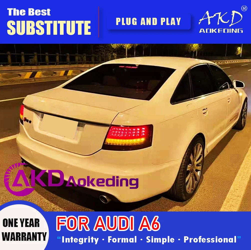 AKD Tail Lamp for Audi A6 C6 LED Tail Light 2005-2008 A6L Rear Fog Brake Turn Signal Automotive Accessories