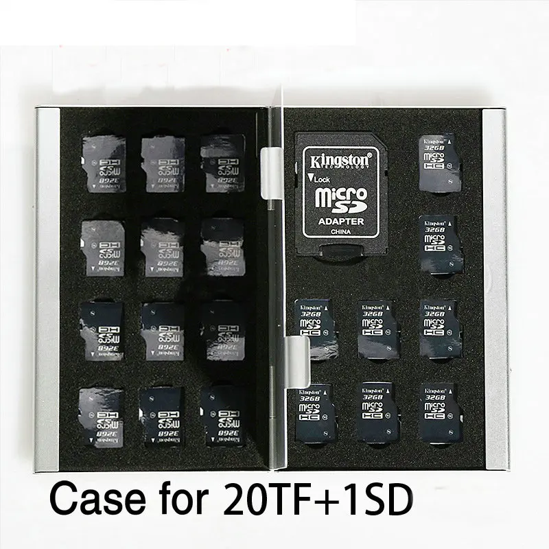 25pcs/lot Silver Aluminum Memory Card Storage Double Layers Case Box Holders For Micro Memory SD Card TF Case (Card not Include)