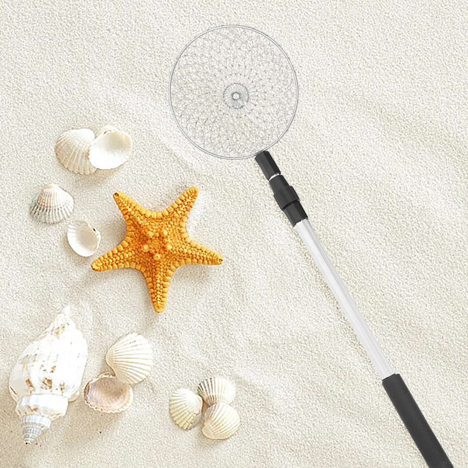 

Набор из 2 пляжных сит для песка, инструмент для сбора ракушек, прочный, безопасный материал, регулируемая лопатка-совок для детей и взрослых, многоразовый