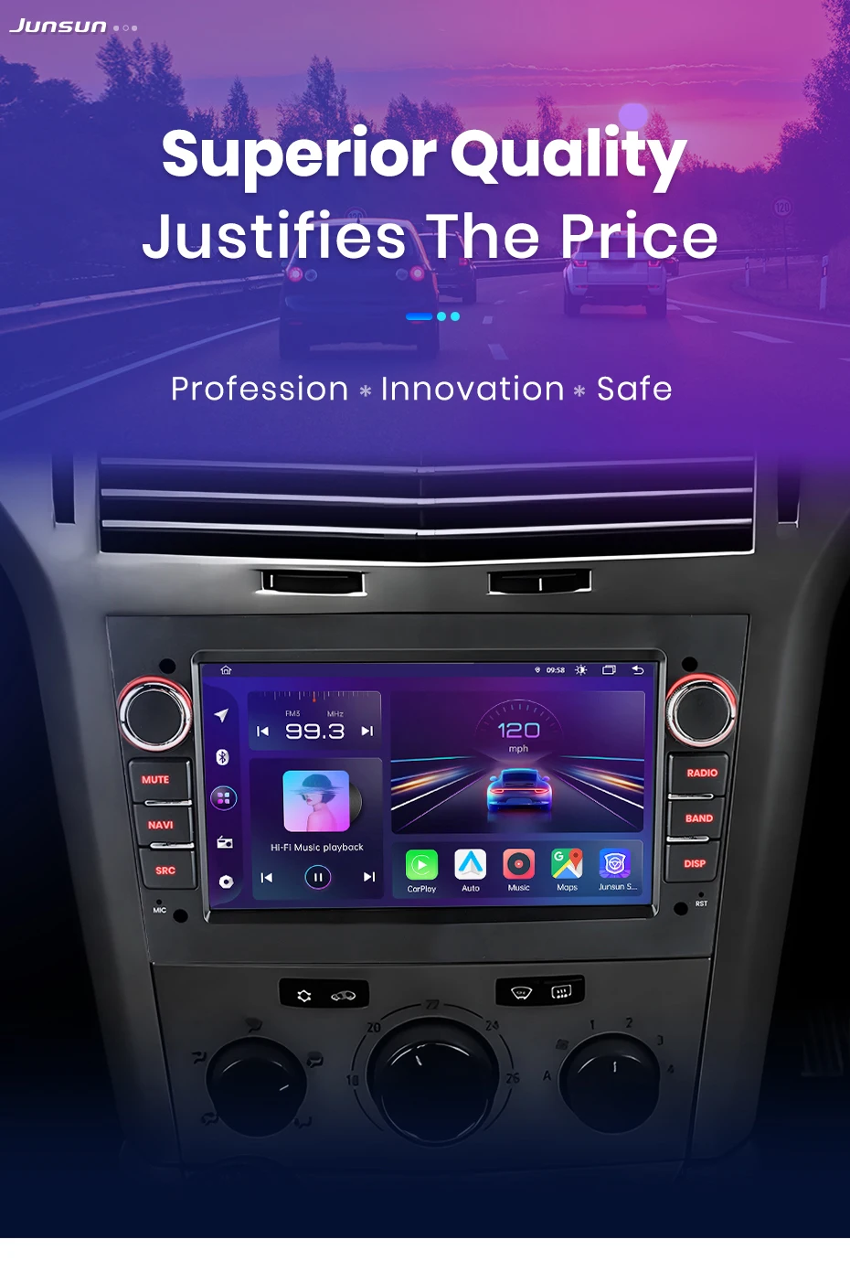 Junsun 7" Android Car Radio For Opel Astra H G J Zafira B Corsa C D Antara Vectra Vivaro Wireless CarPlay Android Auto GPS Navigation Multimedia Player IPS Touch Screen WiFi 4G DSP RDS Bluetooth FM AM SWC DAB Autoradio Stereo Head Unit 2DIN