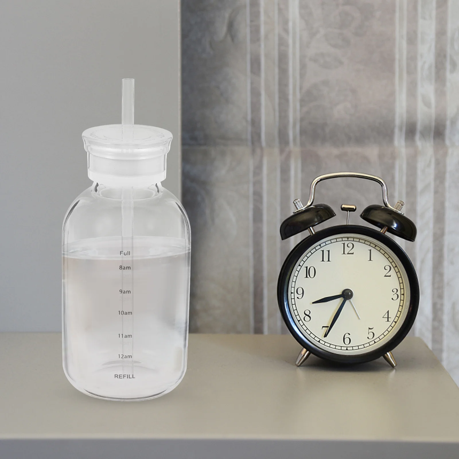 

1Set Glass Drinking Cup with Straw Lid Large Capacity Scale Design Practical Water Bottle for Daily Use Glass Mug