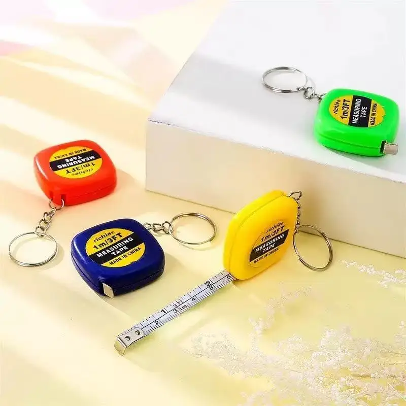 2PCS 1m Portable Measuring Tape Automatic Retractable Square Mini Measure Multifunctional Keychain Steel Ruler Household Use