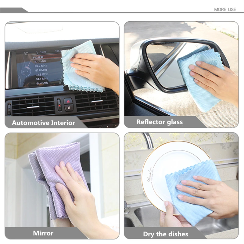 9PCS No Water Mark Glass Towel Household Cleaning Ribbed Cloth for Mirror Car Window Glass Drying Tableware Napkins Dropshipping