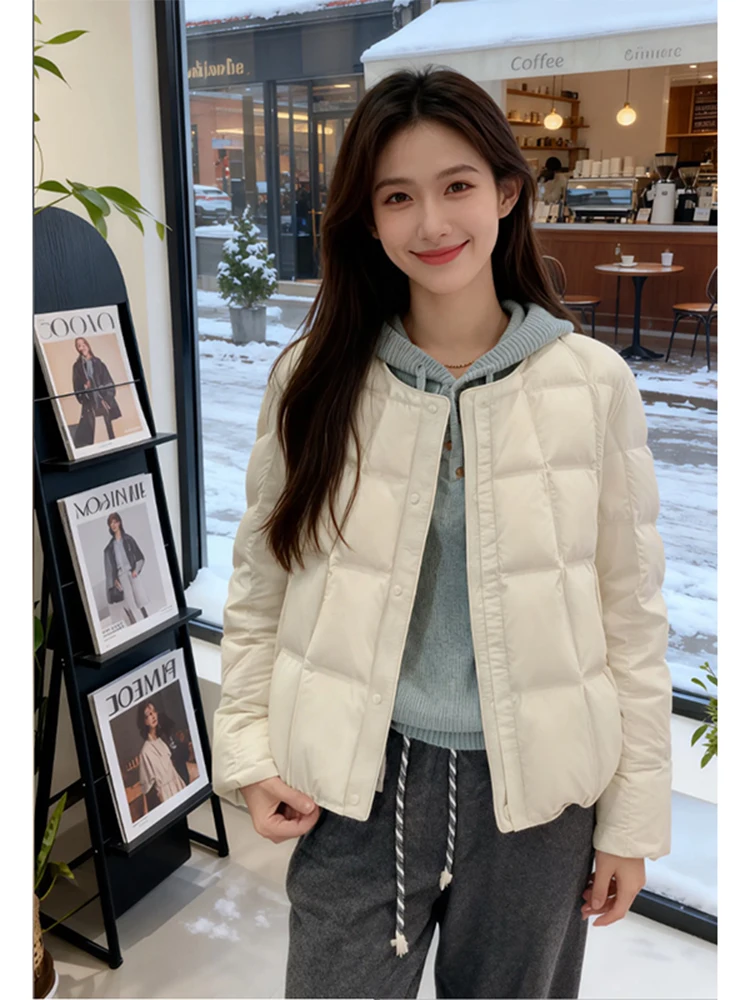 

Winter New Faionable Ladies Casual Cotton Jaet Warmth Du Feather Pure Color Bean Blo Sli Top Coat Coat Coat