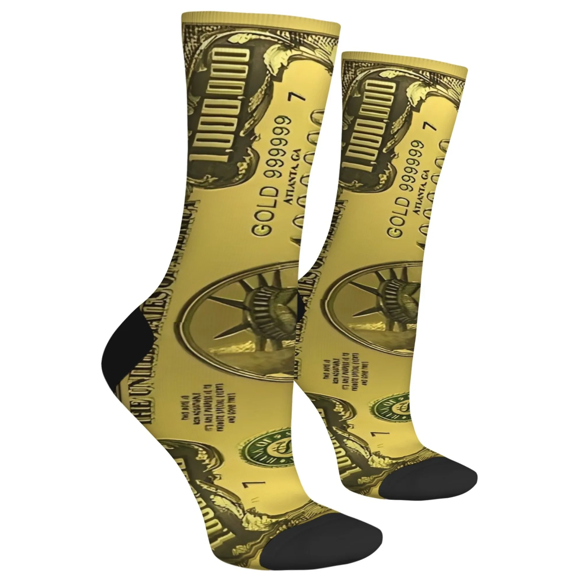 Chaussettes d'équipage à motif de pièce d'or de luxe rétro Harajuku, chaussettes pour hommes imprimées Statue de la Liberté, nouvelles chaussettes décontractées hip-hop tendance de rue
