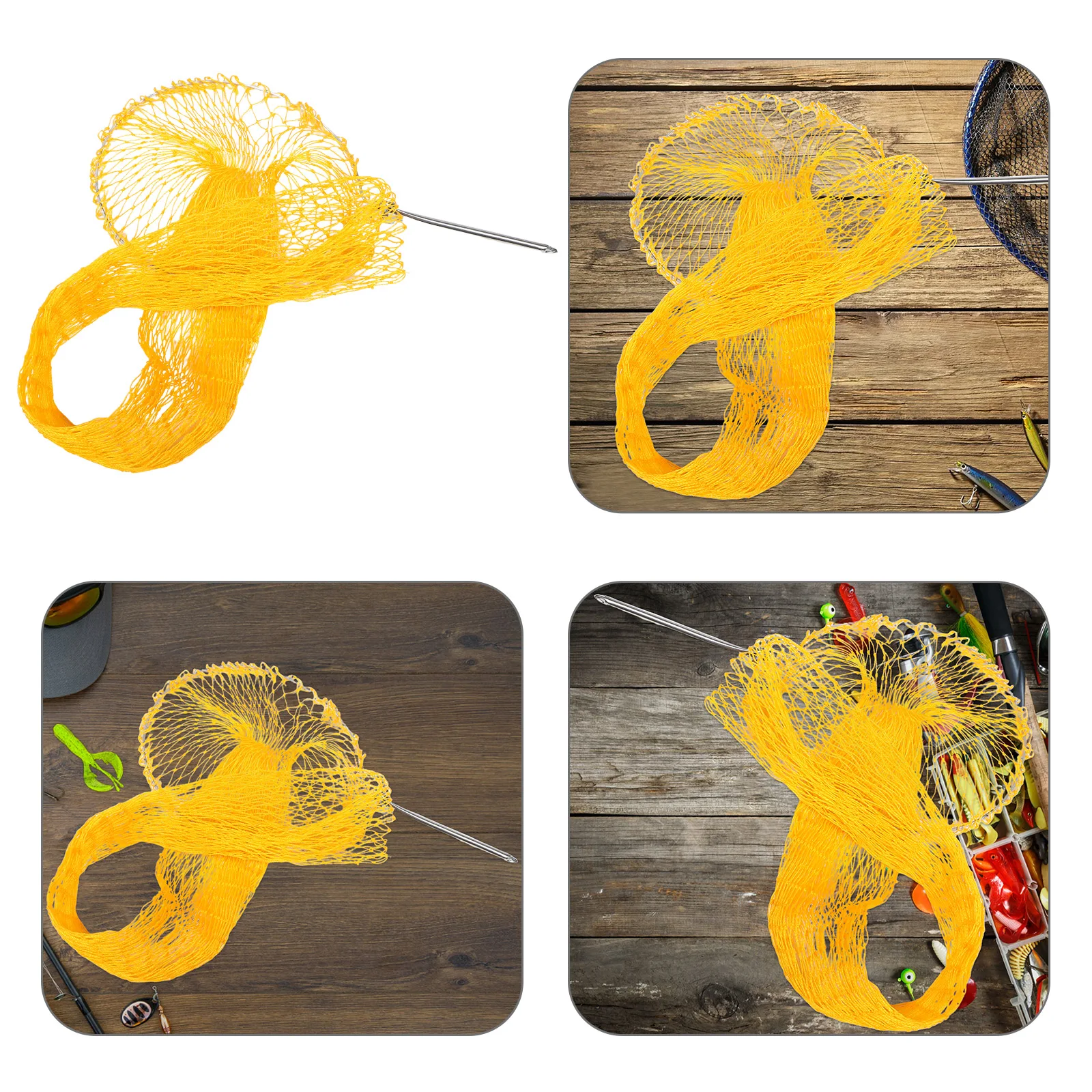 

Fish Net with Ground Insert 18 Strand Thickened Material Large Mesh Opening Easy Drawstring Closure Fishing Tool for Aquarium