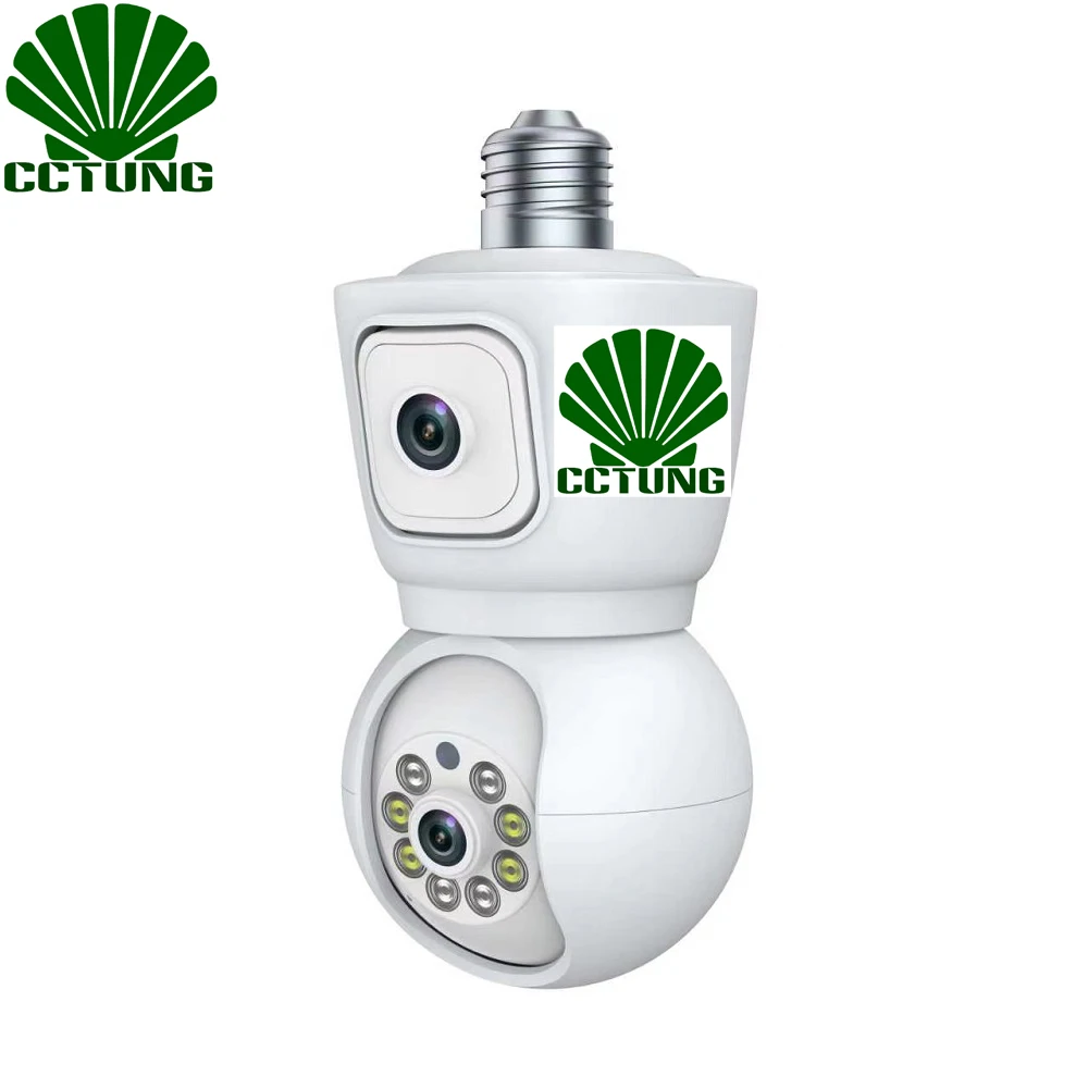 WiFi 360 Panoramic Light Bulb Camera With E27 Socket & 6 pcs Floodlight & IR Led Support 4x Digital Zoom Dual Lenz