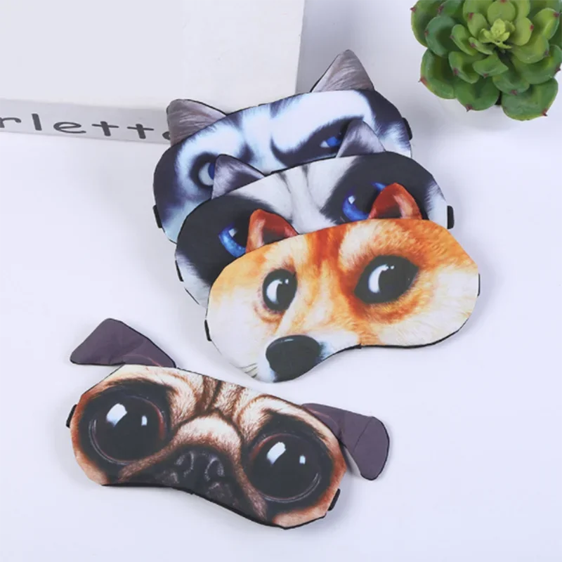 1pcs Eyeshade Cover Mask Shade Natural Sleeping Patch Cute Cat Dog Sleep Mask Soft Blindfold Travel Eyepatch Eye Care