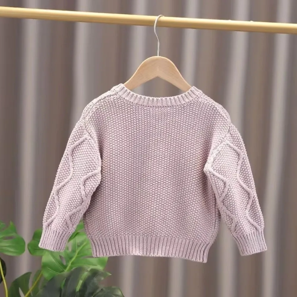 Fashion Sweet Knitted Sweater Pom Pom Design Candy Color Girls Coat Warm Outerwear Autumn