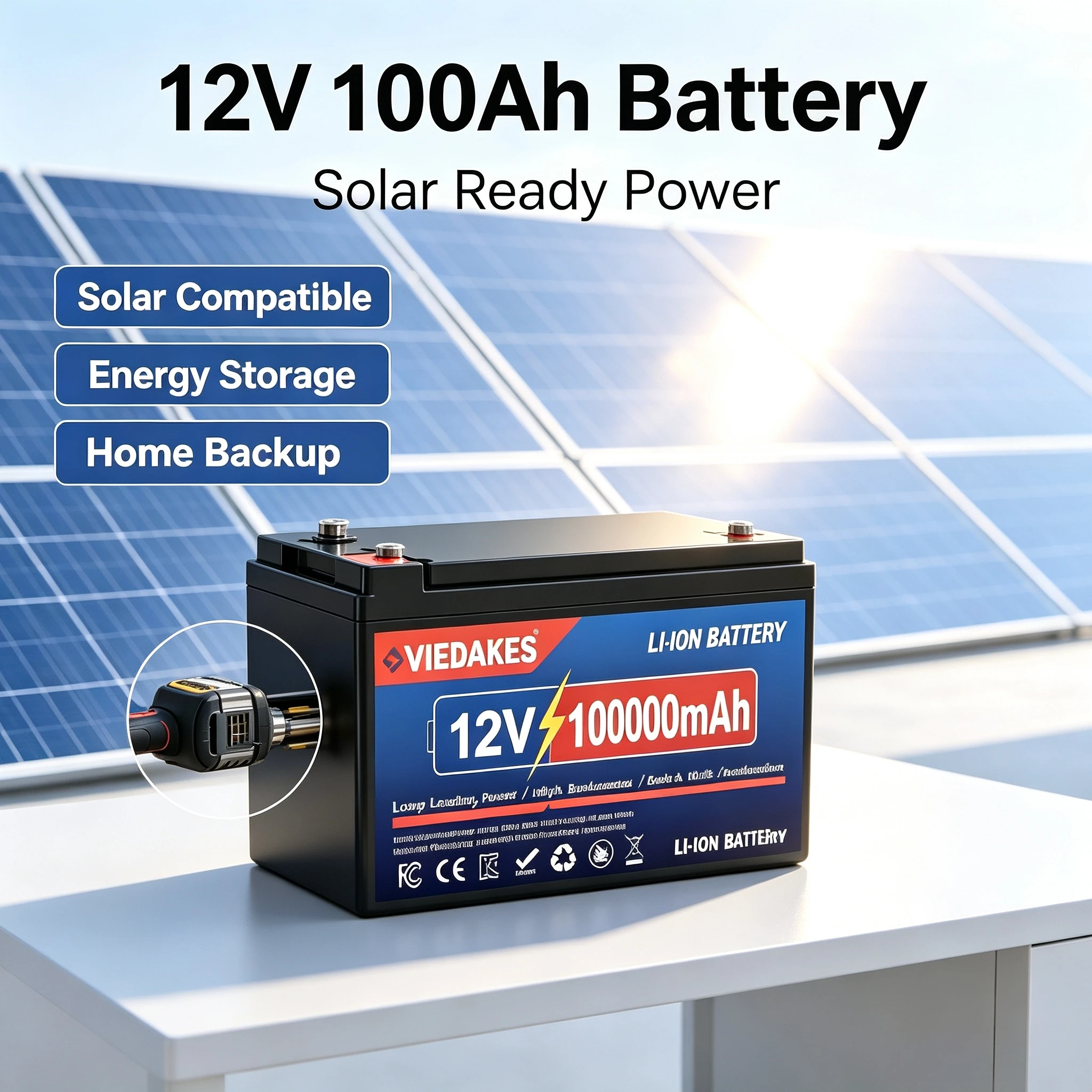 12V 100Ah 3S7P Lithium Battery Pack BMS Protected Deep Cycle Rechargeable Battery for Off‑Grid Solar RV Boat Camping Home Energy