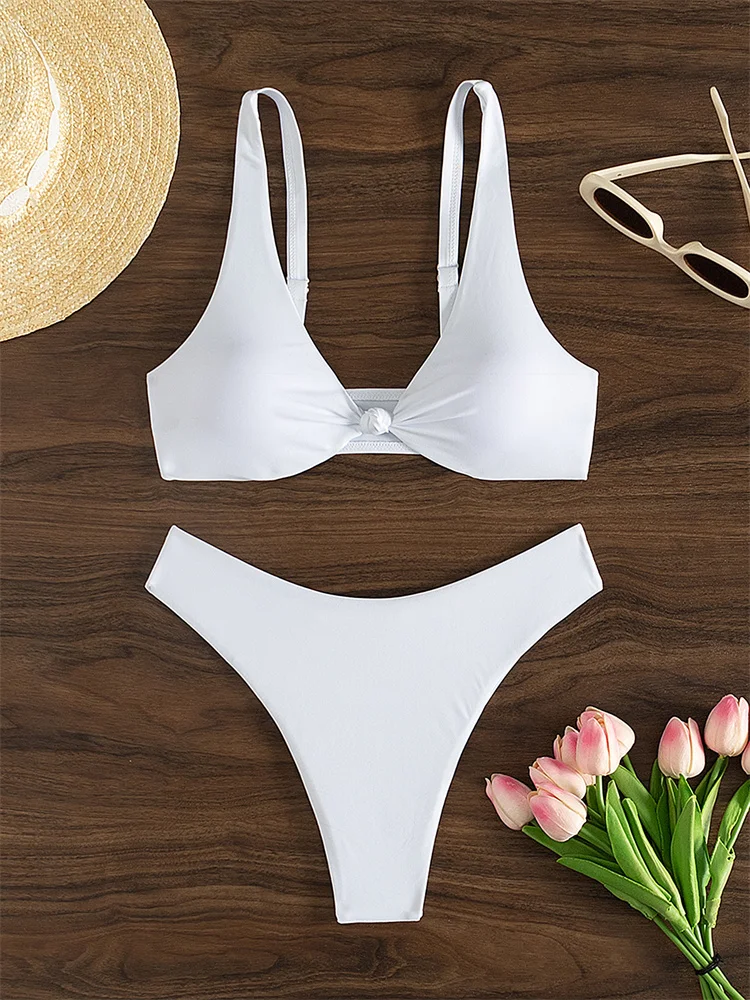 

Bikini Women Swimwear High Waist Swimsuit 2025 New Solid Sling Bikinis Set Sexy Thong Bathing Suit For Female Summer Beach Wear