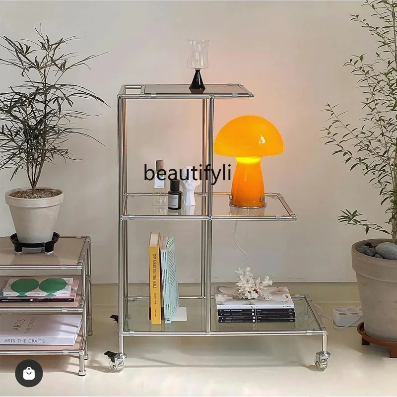 Stainless Steel Floor Partition Shelf Multi-Layer Shelf Living Room Flower Shelf Partition Display Stand