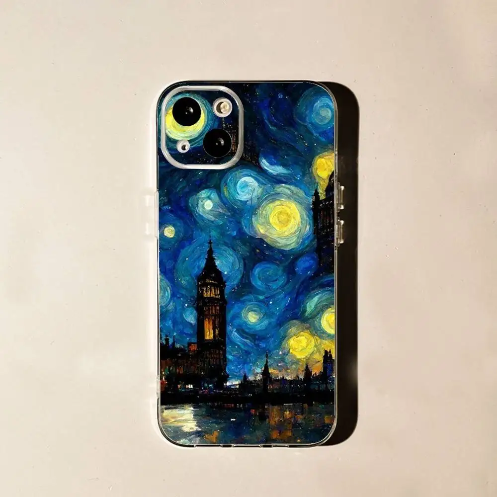 حافظة هاتف بنمط فان جوخ العتيق لهاتف آيفون 17,16,15,14,13,12,11 Plus,Pro,Max,Air,XR,XS,7,8 Plus,SE,Mini شفافة ناعمة #3