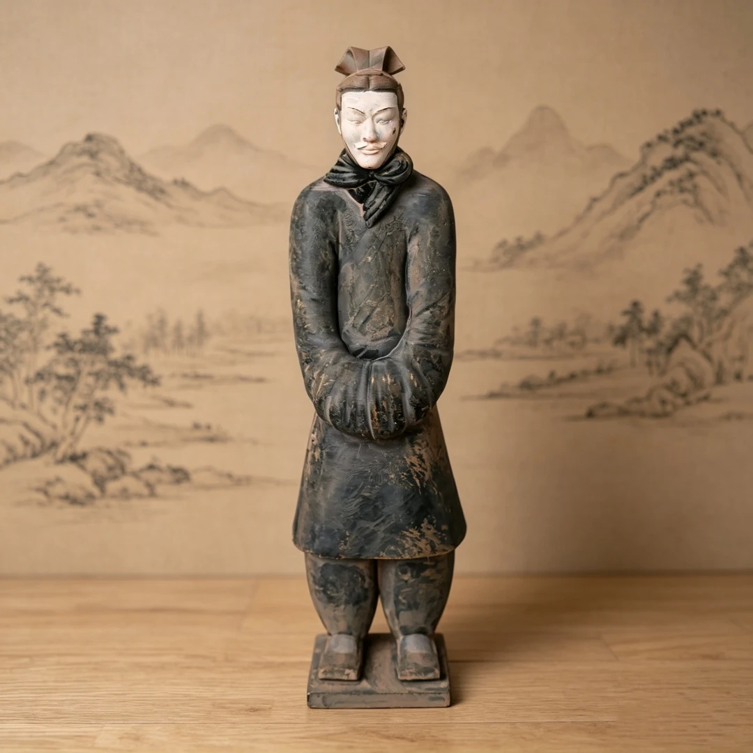 

Ancient Chinese Style Resin Warrior Figurine 12cm - Vintage Terracotta Army Inspired Statue Desktop Decor Collectible