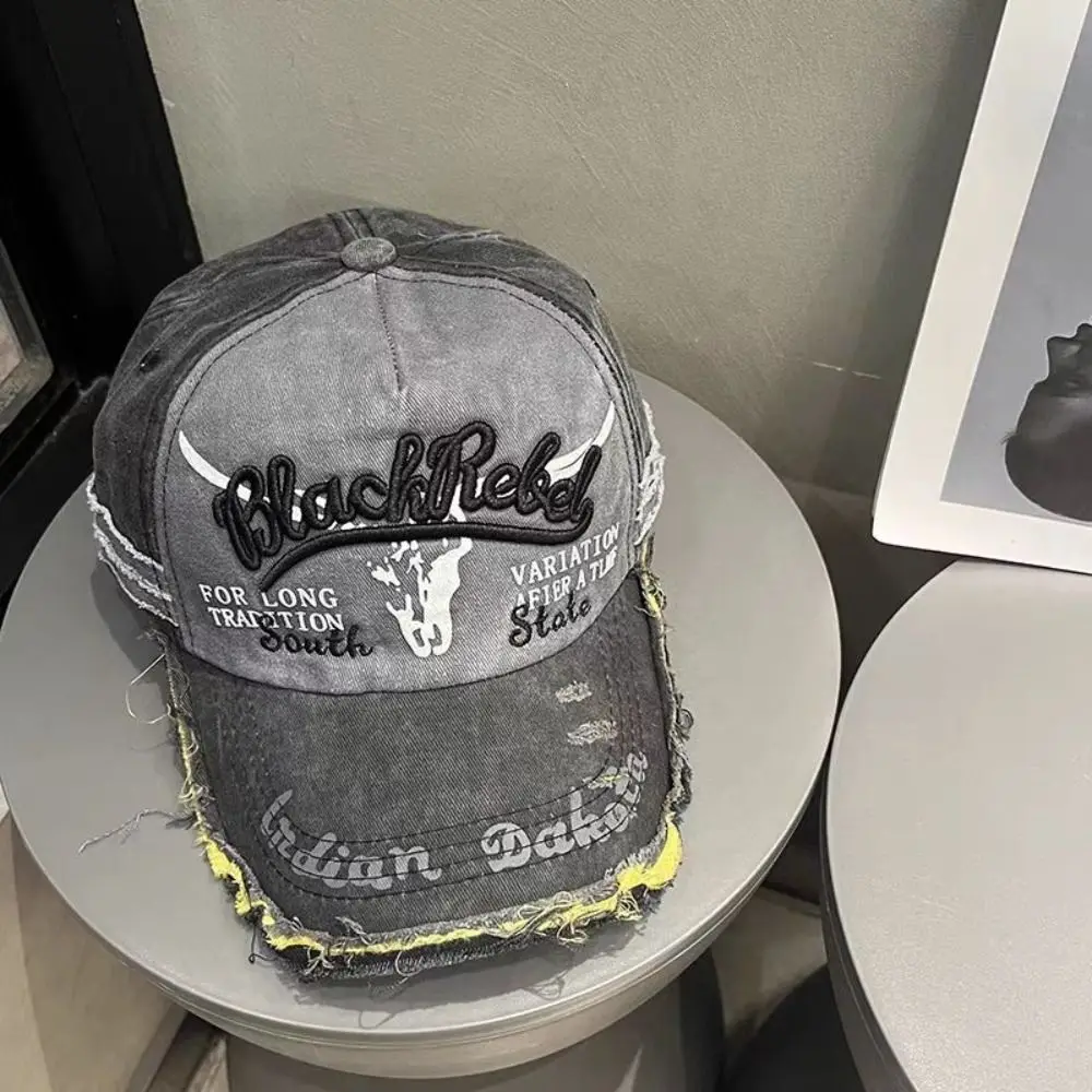 

Simple Adjustable Washed Baseball Hat Sunscreen Leisure Letter Embroidery Peaked Cap Patchwork Color Cotton Punk Sun Cap Women