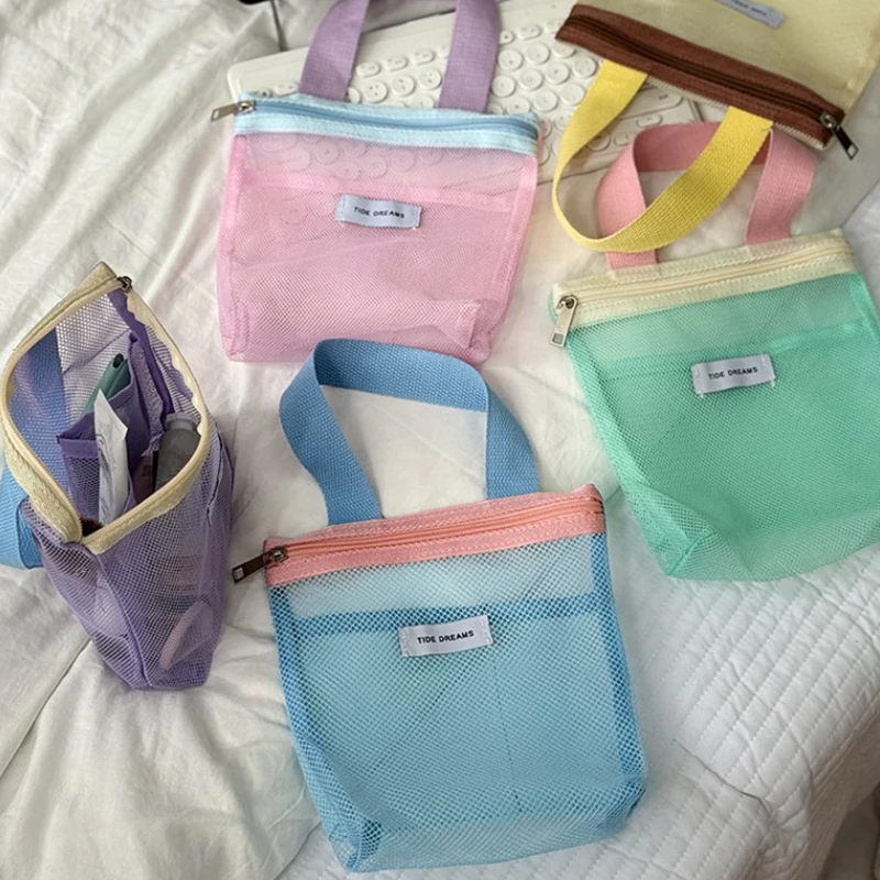 Bolsa de almacenamiento de artículos de tocador de maquillaje de malla portátil, organizador de viaje, bolsa de cosméticos para ducha y herramientas de lavado corporal, 1 ud.