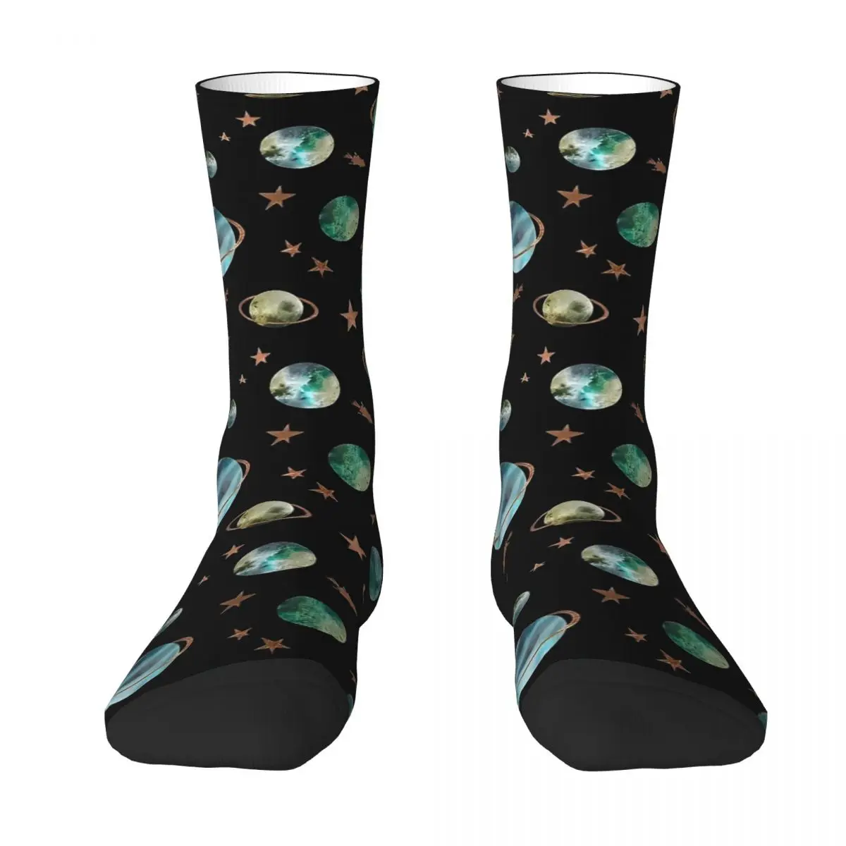 Space Planet And Golden Stars Watercolor Drawing Stockings Adults Men Socks Socks Spring Outdoor Sports Anti Slip Socks Gift
