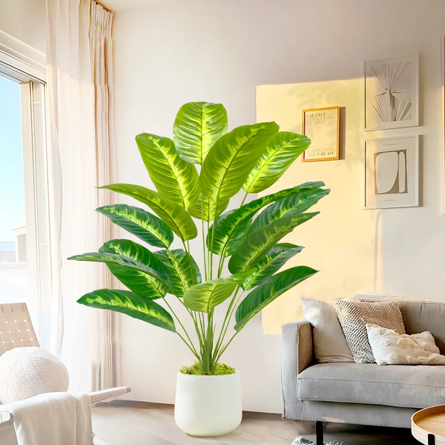 90cm 24 Leaf Large Tropical Palm Tree Fake Banana Plant Leaves Real Touch Strelitzia Reginae Plastic Plant for Home Garden