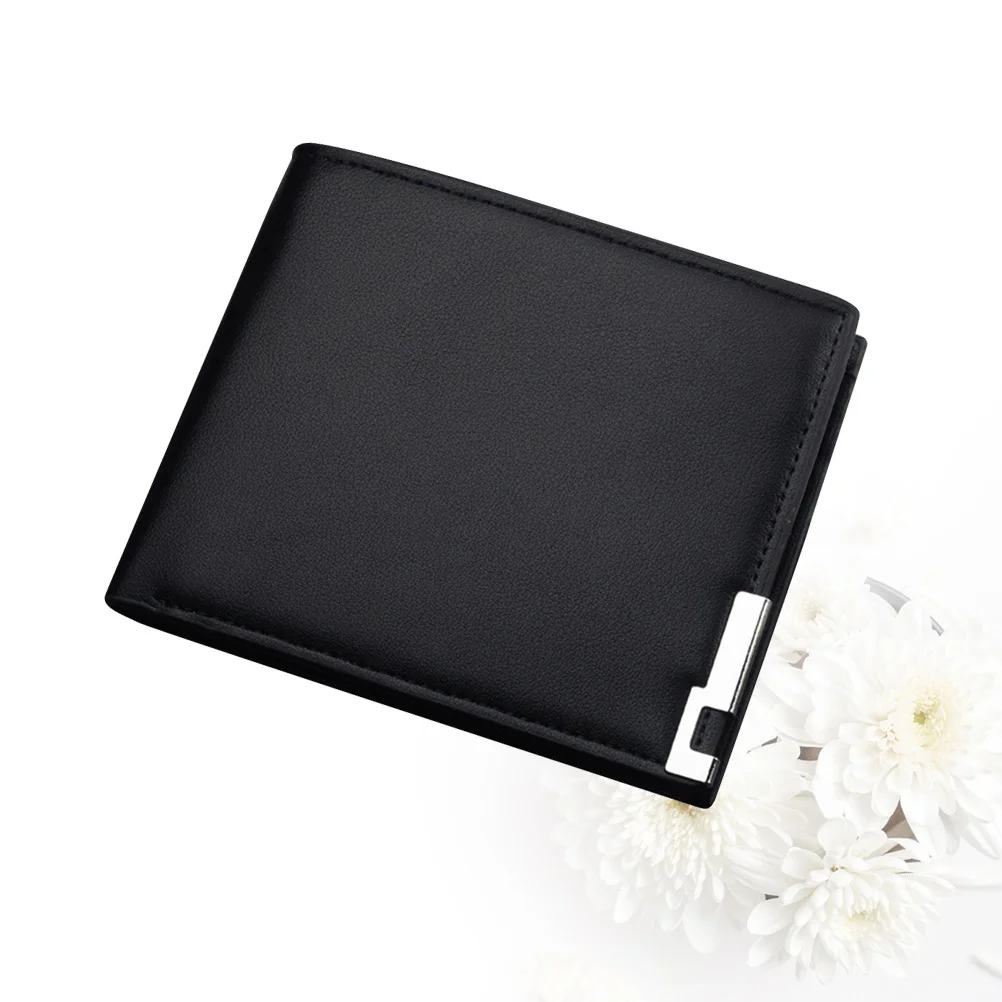Black Wallet For Men Premium Pu Large Capacity Billfold Multiple Card Pockets Retro Short Wallet Holder