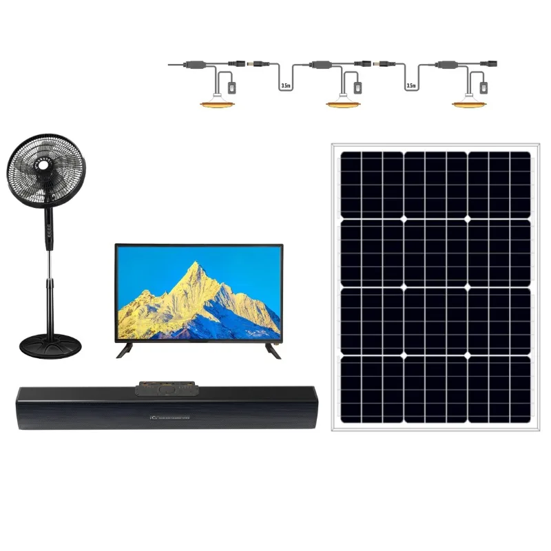 Home Mini Solar Power Kit with solar tv solar fan solar lights solar panel bluetooth FM radio MP3 Microphone functions