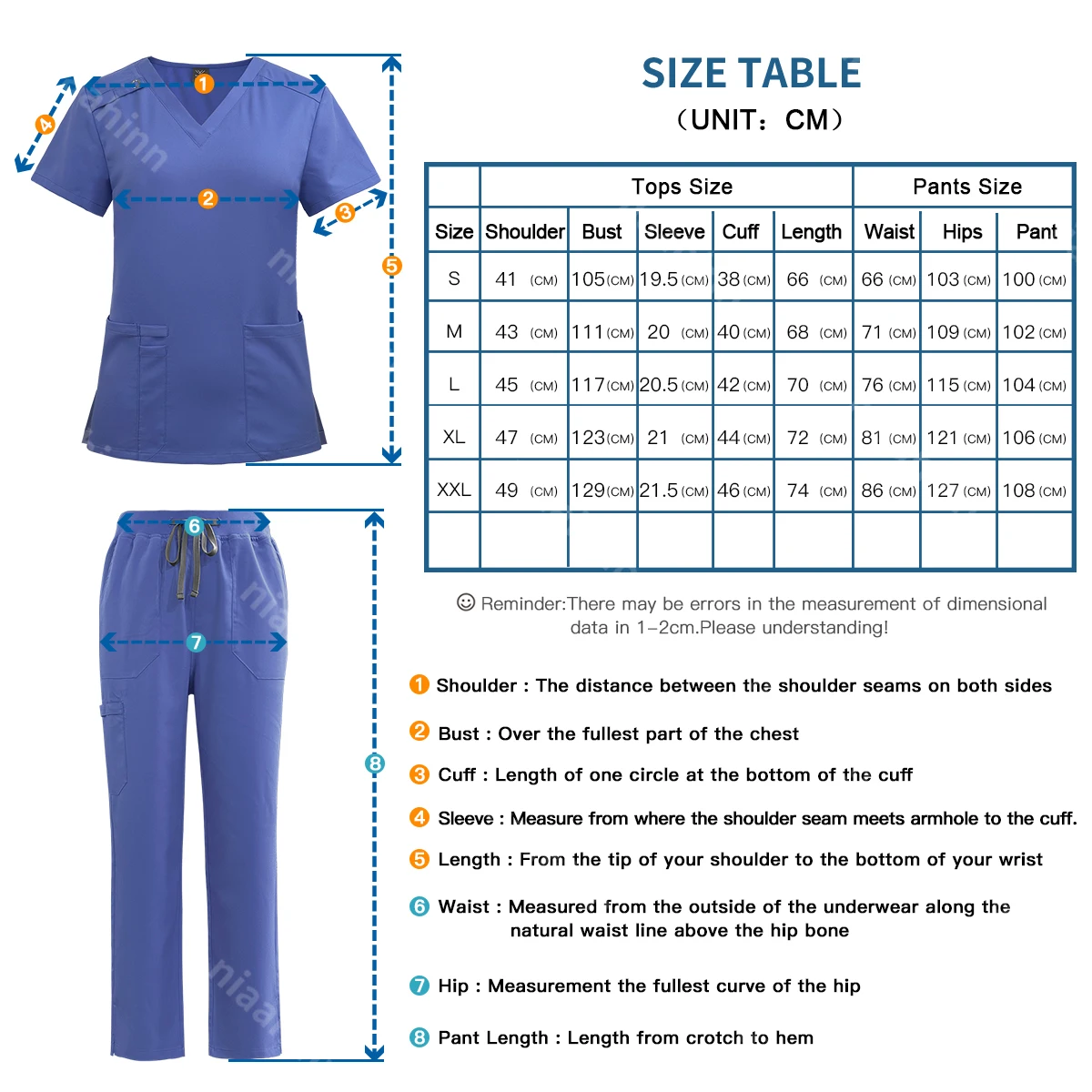 Niaahinn Pet Grooming Working Clothes Scrubs Uniform Suit Short Sleeved Nursing Uniform Women Multicolor Doctor Medical Workwear