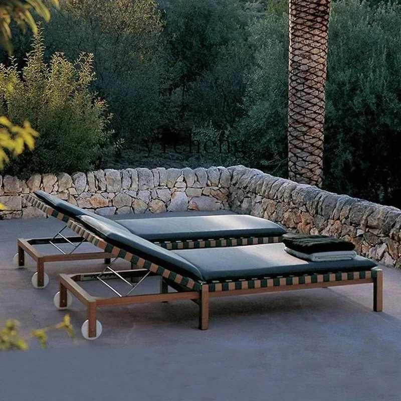 DSA  outdoor solid wood leisure courtyard teak outdoor preservative wood pool lunch lounge chair