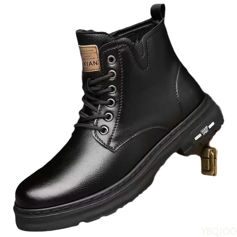 Imagen 6: Zapatos de hombre de caña alta, modernos y versátiles, para primavera y otoño, informales, cómodos, a la moda, retro, sencillos, cálidos, botines cortos.