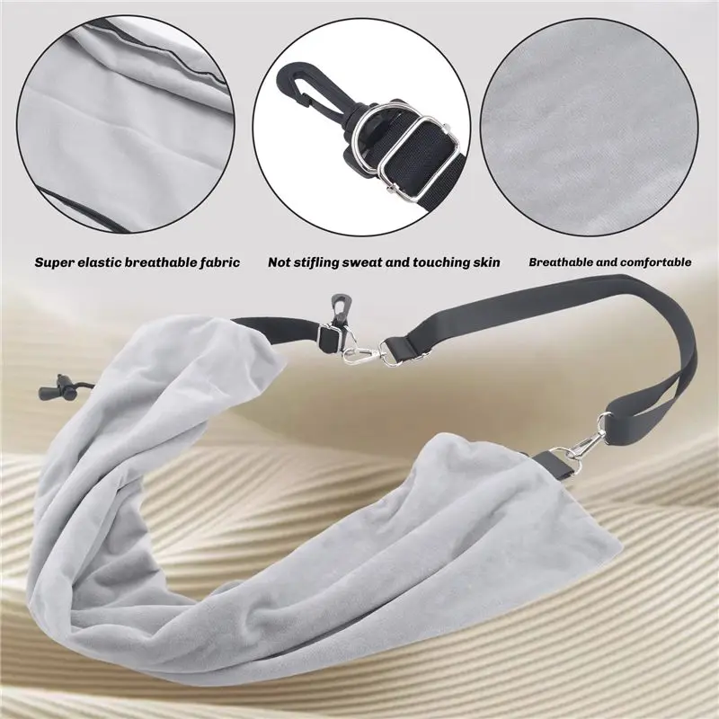 AA94-Stuffable Travel Pillow For Extra Luggage, Adjustable Neck Size & Shoulder Strap, Soft Velvet Cover, No Filler Easy To Use
