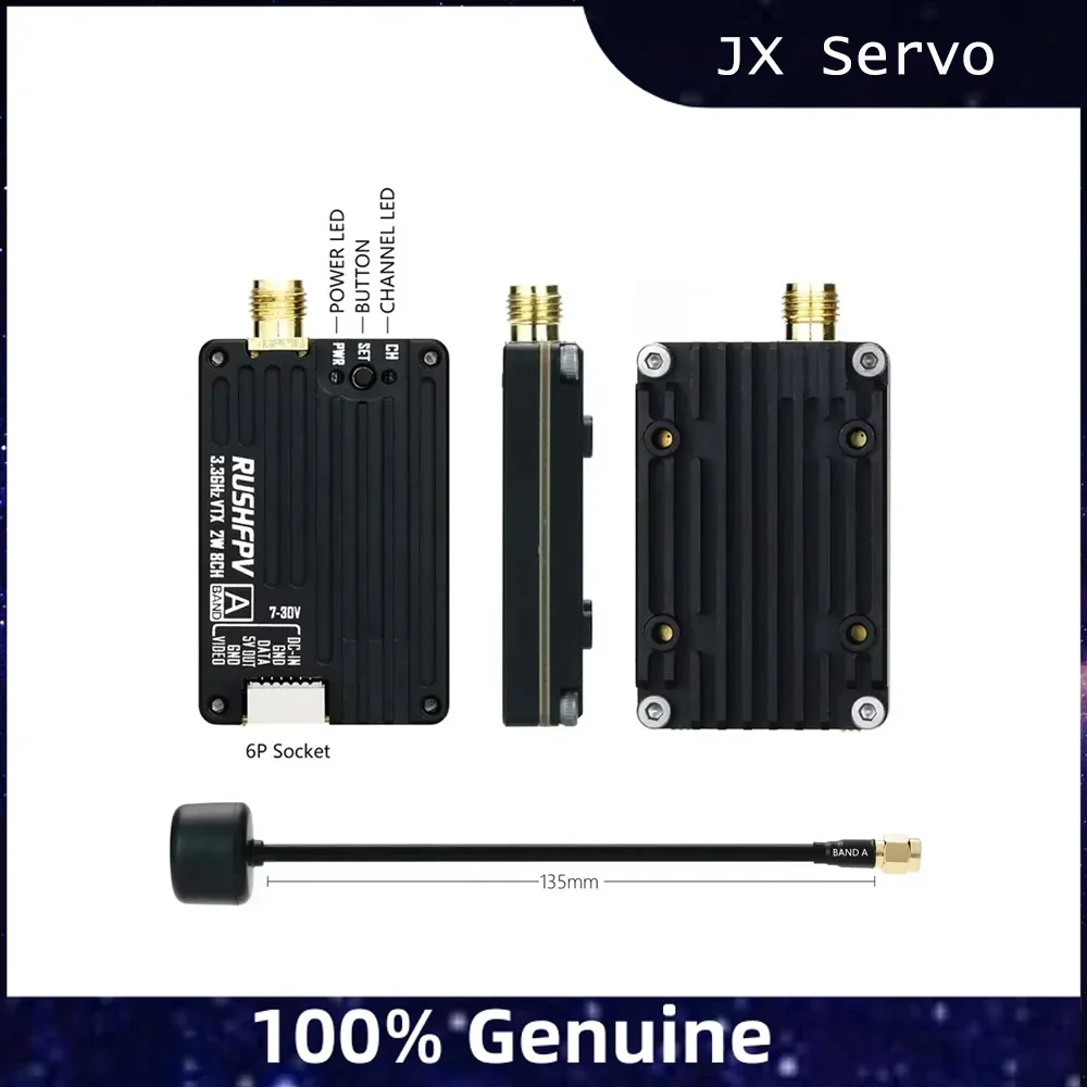 RUSHFPV 2026 New 3.3GHz 2W VTX with SMA Circular Polarized Antenna Supports IRC Tramp Protocol for RC FPV Long Range Drone