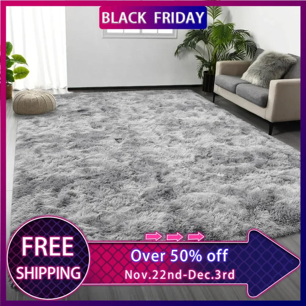 

Large Shag Area Rugs 9 x 12, Tie-Dyed Plush Fuzzy Rugs for Living Room, Ultra Soft Fluffy Furry Rugs ,Indoor Carpet Nursery Rug