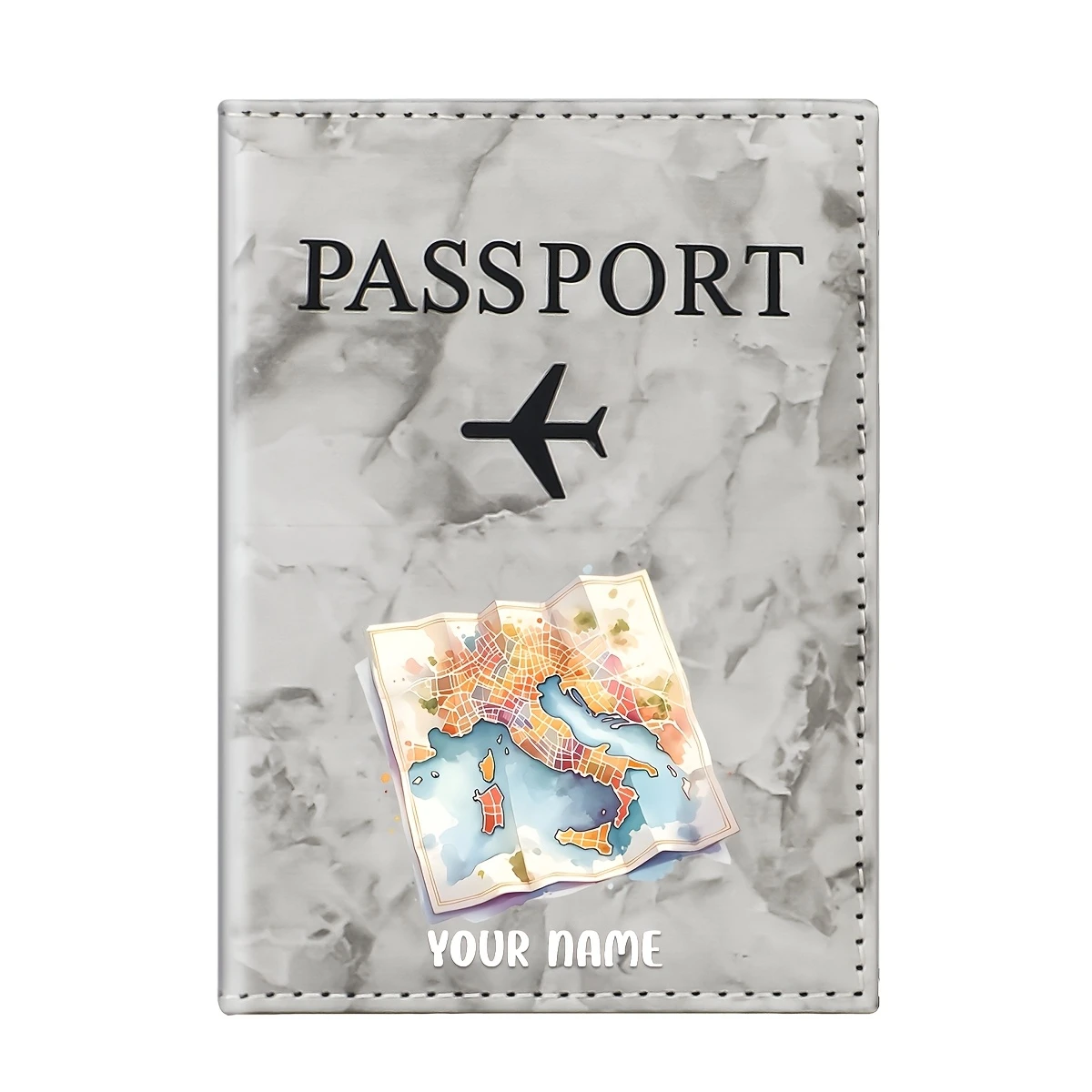 Custom Name Ocean-Themed Art Illustration PU Passport Holder, Starfish and Coral Patterns to Showcase a Natural Marine Theme