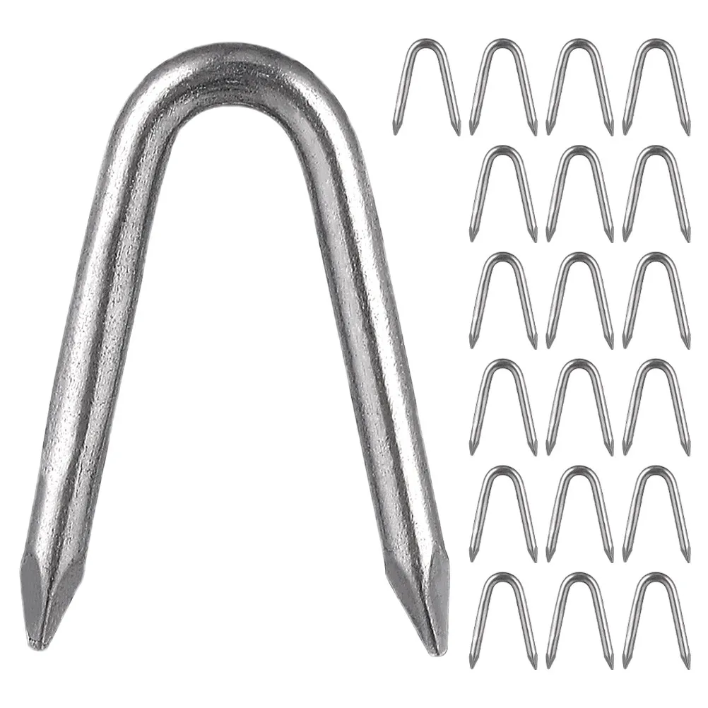 1 Bag Wire Mesh Staples U Shaped Fasteners Steel Fence Post Anchors for Pet Enclosures Farm Fencing Hardware Cloth Garden