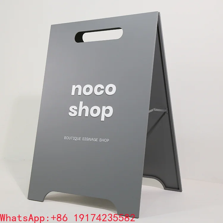 Manufacture Custom Sign a Frame Advertising Sidewalk Sign Board Foldable Stainless Steel a Frame Sign Stand