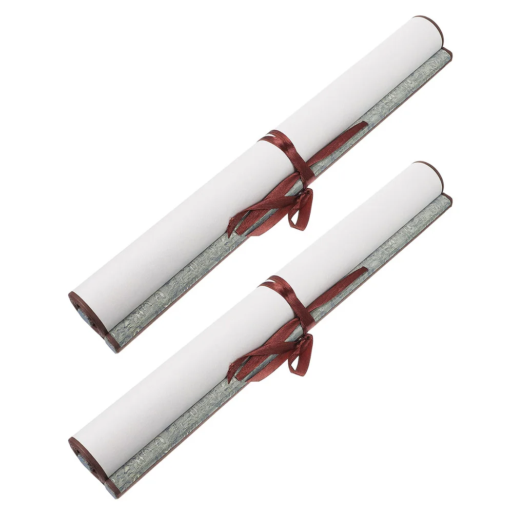 

2 Pcs Xuan Paper Scroll Durable Rice Calligraphy Writing Compact Size Home Office Decoration Hanging Wall Painting Supply