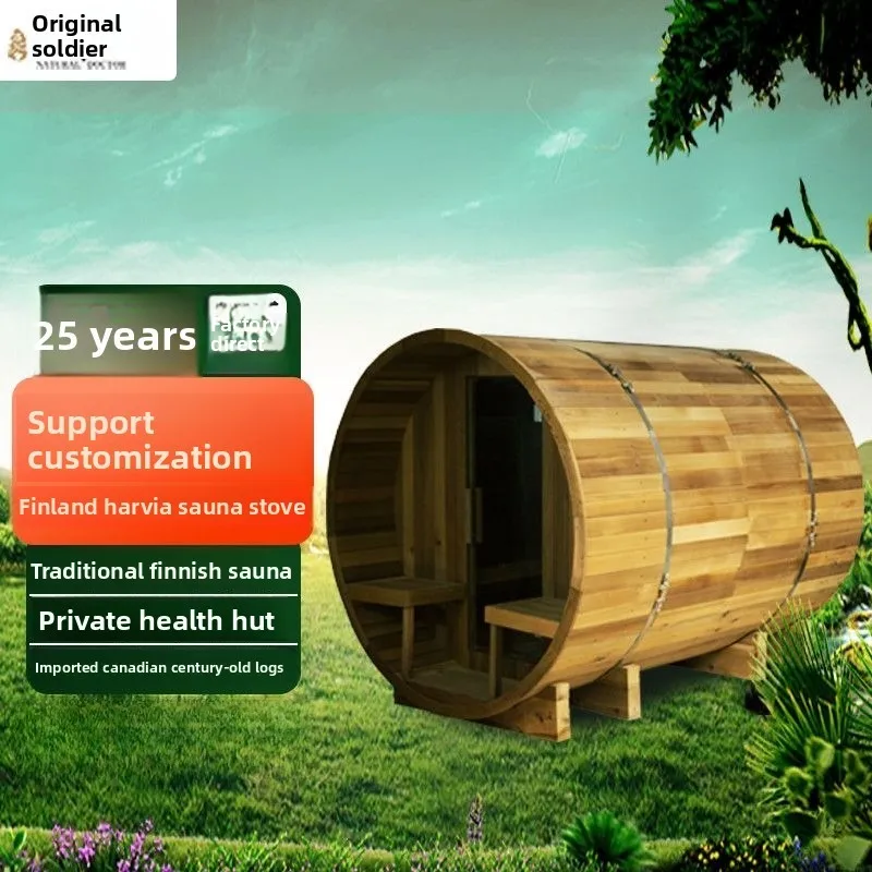 في الهواء الطلق برميل ساونا غرفة الكندية هيملوك البخار سبا منزل متعدد الأشخاص ساونا خشبية للمنزل الاسترخاء السموم والرعاية الصحية #6