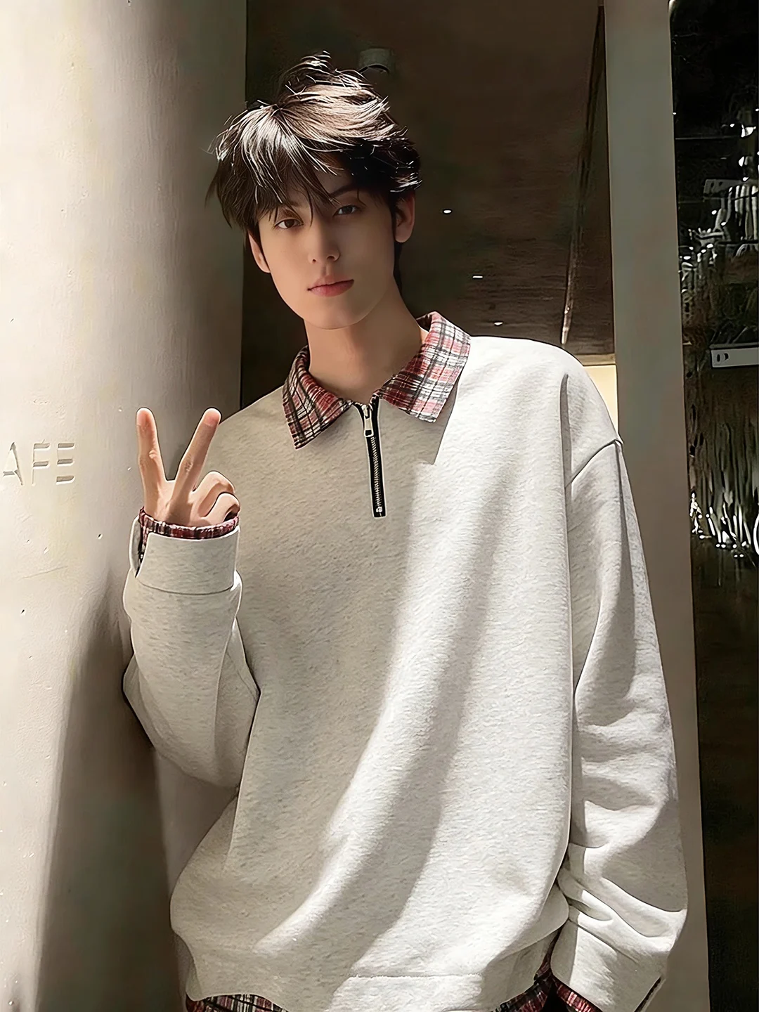 

Men's Long Sve irt f Zip Cleanfit irt Collar Sweatirt oulder Appropriate Spring High-End Feeling Casual Wear