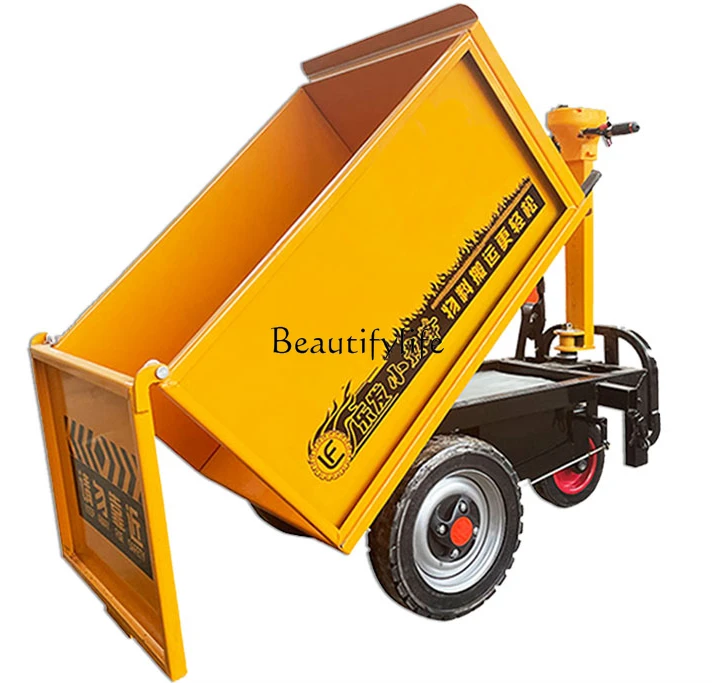 Construction Site Electric Trolley Three-Wheel Gray Bucket Trolley Salad Cement Feeding Truck Dump Truck