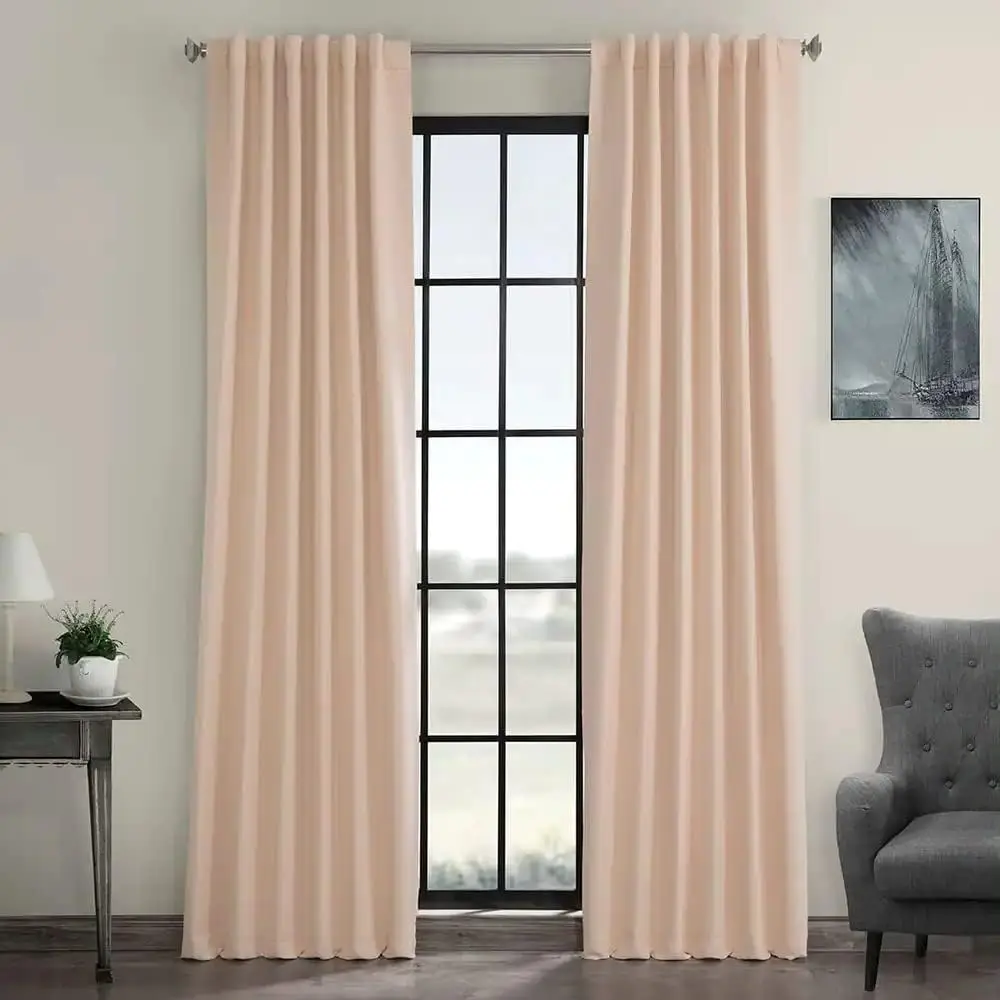 

2 Panels Room Darkening rn & Contemporary Style Peach Color Blackout Curtains No Light 50 X 96 Size Solid Pattern | Al