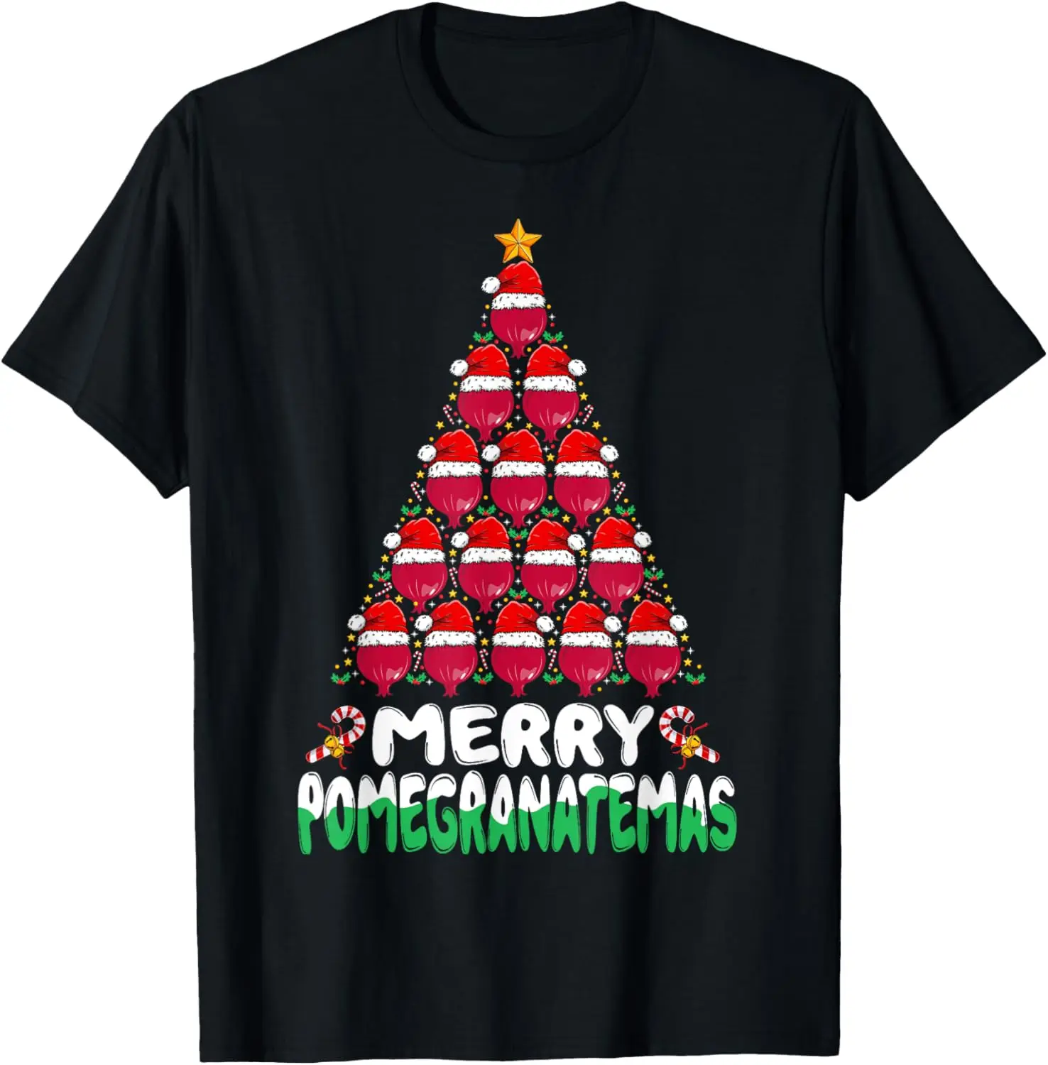 Рождественская рубашка с гранатом Футболка с рождественской елкой Merry Pomegranatemas