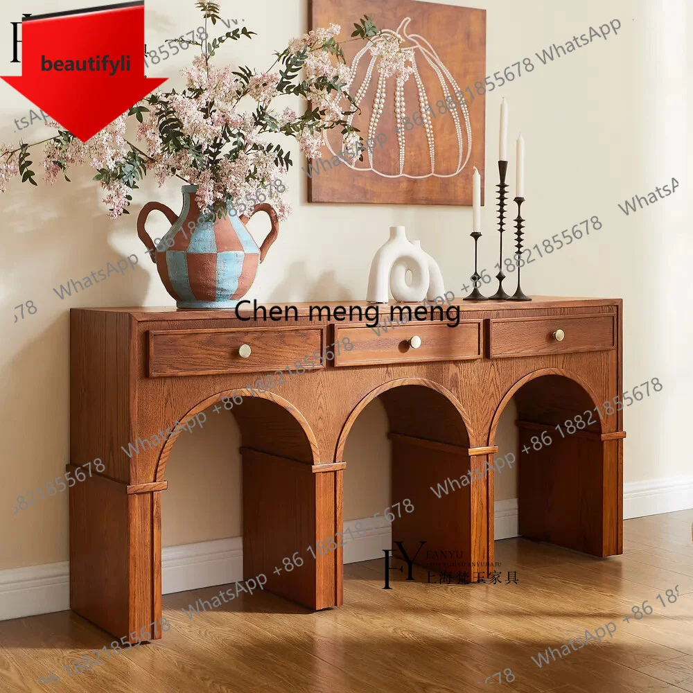 

X188 American solid wood entrance table Entry foyer dining side table Entrance cabinet Sofa back few shelves