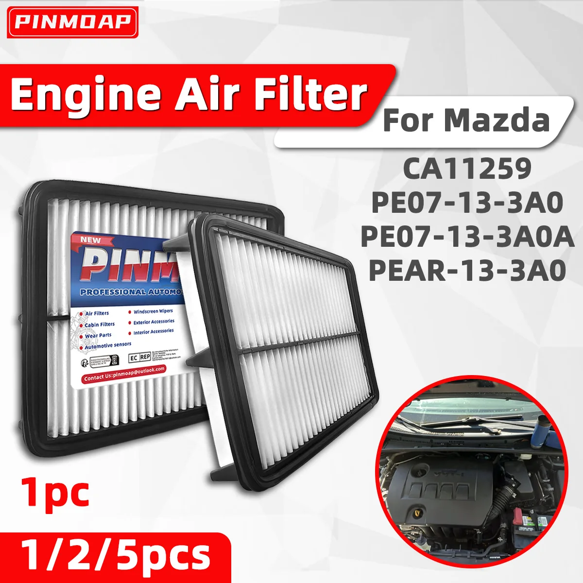 PINMOAP Hochleistungs-Autoluftfilter CA11259 ist geeignet für Mazda3/3 Sport/6/CX-5 Motorluftfilter PE07-13-3A0A. – Detail 1