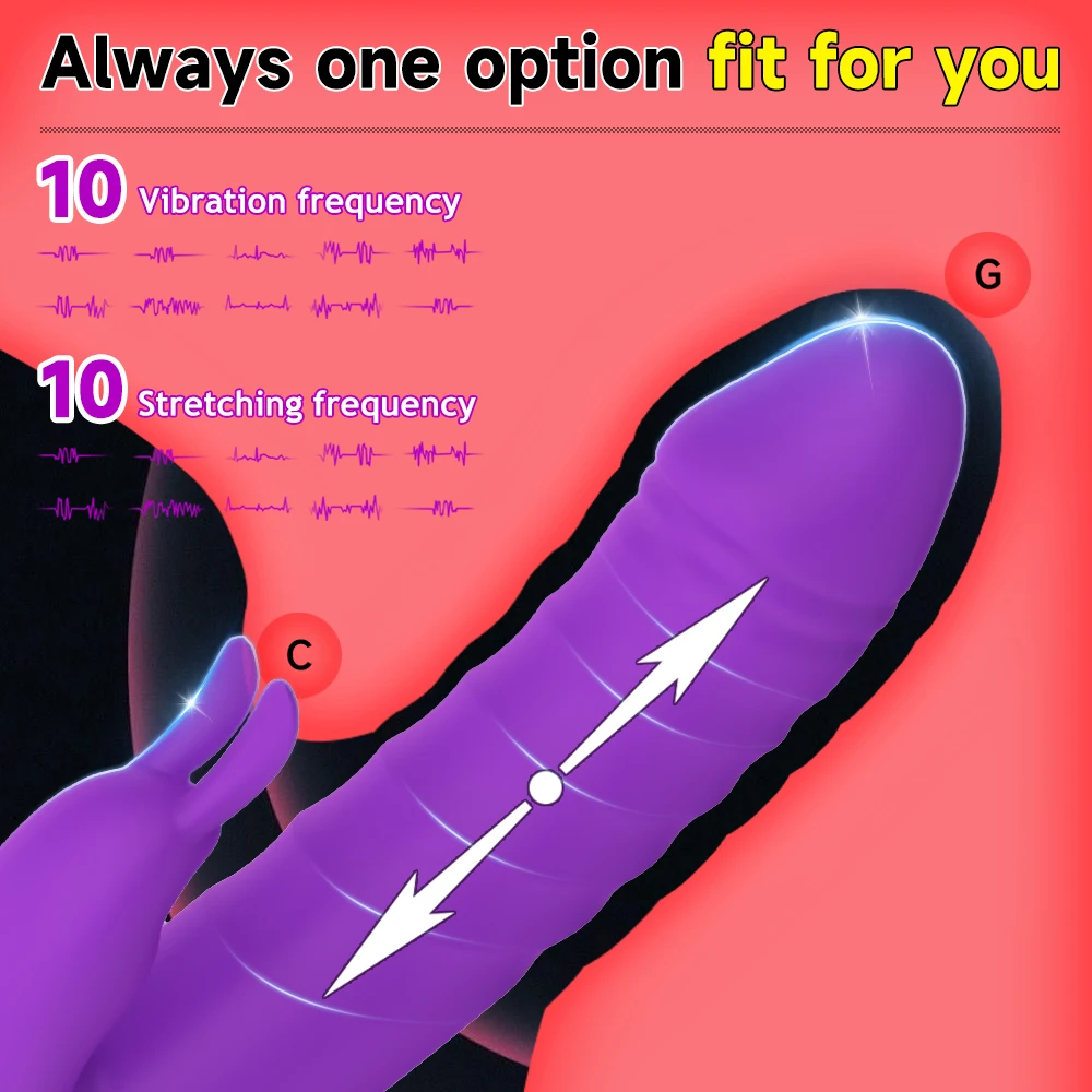 Thrusting Dildo Rabbit Vibrator for Women Powerful Vagina G Spot Telescopic Stimulator Female Clit Masturbator Sex Toy for Adult