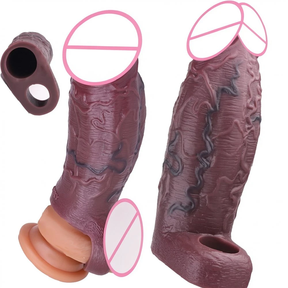 SXXY Ultra Realistic Penis Sleeve насадка на член Soft Silicone Male Dick Extender Girth Enlarger Delay Ejaculation 18+ Sex Toys