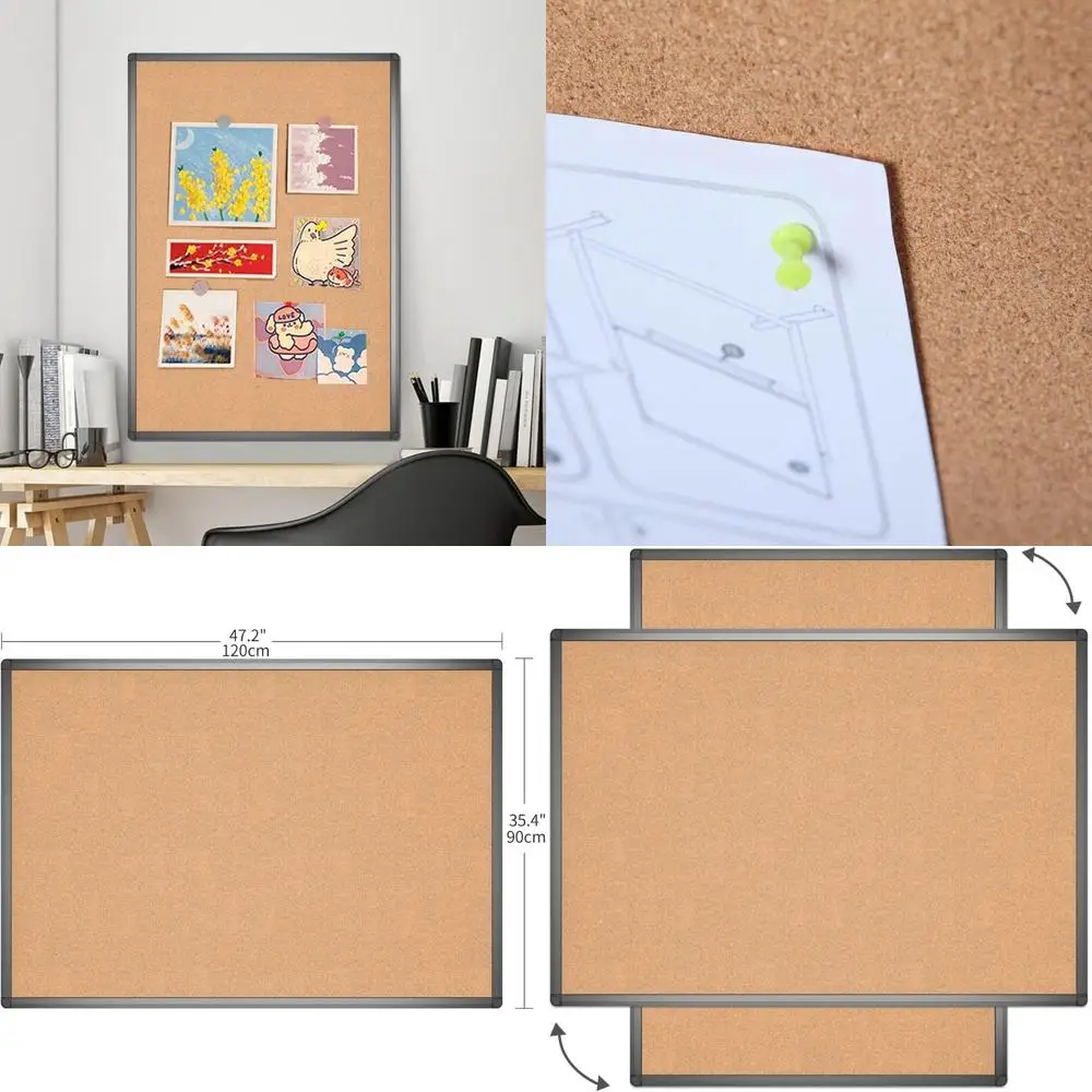 Aluminum Framed 48 x 36 Large Cork Board for Notice and Display