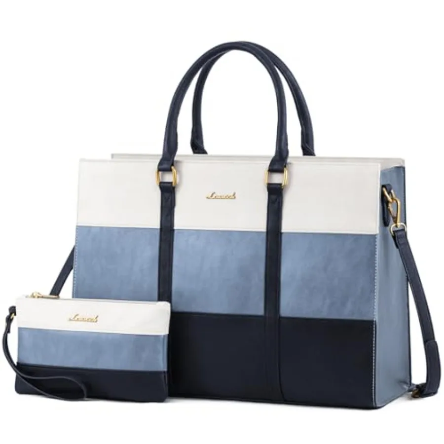 

Laptop Bag for Women, Laptop Tote Bag, Vintage Leather Work Bags for Women, Waterproof Computer bag with Clutch Purse, Large Ca