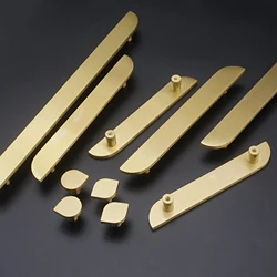Creative Simple Furniture Handles Gold Pure Copper Cabinet Handle Light Luxury Wardrobe Pulls Kitchen Cupboard Door Knobs 224mm
