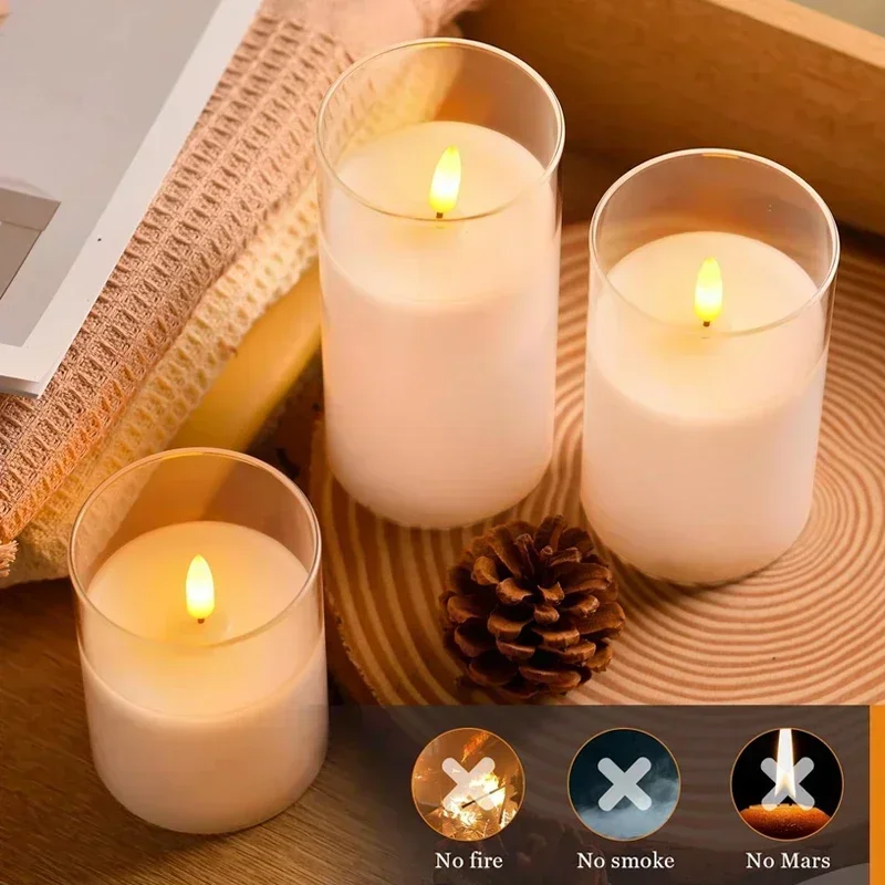 Battery Power Flickering Flameless Candles Led Pillar Candles Acrylic Glass Swinging Bullet Head Simulated Luminous Home Decor
